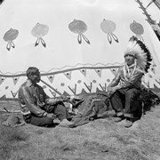 Cover image of Two unknown men in front of tipi